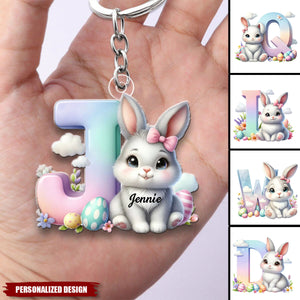 Cute Easter Bunny Gradient-Personalized Keychain-Gift for Kids