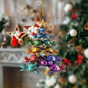 Colorful Sea Turtles Christmas Tree Ornament-2024 New Release