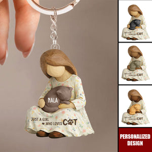 Just A Girl Who Loves Cats-Personalized Cat Lovers Keychain