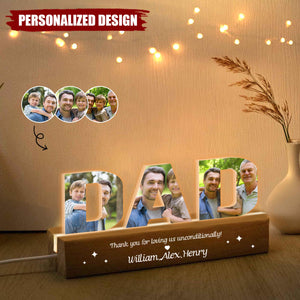 Daddy To Us You Are The World-Personalized Photo LED Night Light-Gift For Grandpa/Dad