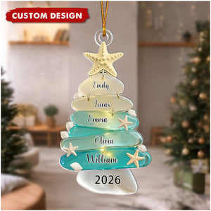 Personalized Family Sea Glass Acrylic Ornament - Family Christmas Gift