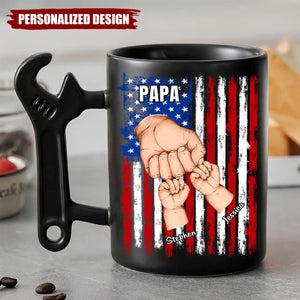 Fist Bump With Grandpa-Personalized Wrench Handle Mug