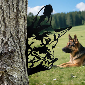 German Shepherd Middle Finger Metal Sign - Versatile Mountable Wall Art