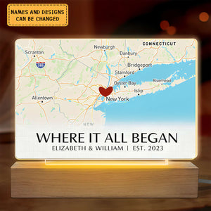 Where It All Began - Couple Personalized Custom 3D LED Light - Gift For Husband Wife, Anniversary