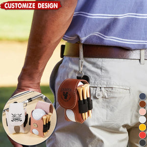 Personalized Multicolor Leather Golf Pattern Design Golf Ball Waist Bag with Name and Belt Clip-Gift for Golf Lovers