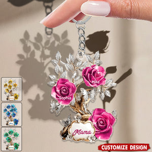 Flowers For Mom Grandma - Personalized Mother Keychain