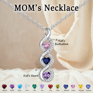 Personalized Infinity Heart Birthstone Necklace, Mother's Day Gift