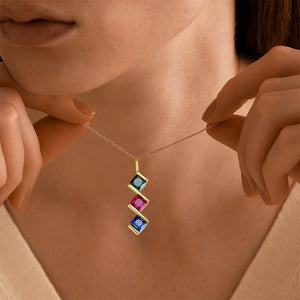 Personalized Mini Square Birthstone Necklace, Mother's Day Gift