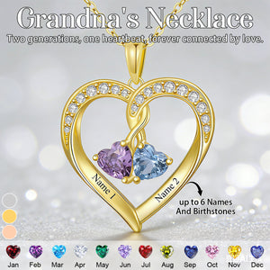 Personalized Birthstone Heart Necklaces-Mothers Day Gifts for Mom Wife Her