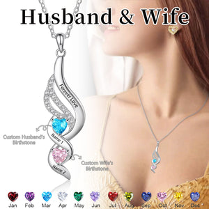 Husband & Wife-Personalized Birthstone Necklace