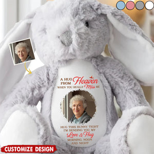 When You Miss Me, I’m Near - Memorial Personalized Photo Easter Bunny Plush - Sympathy Gift For Family Members