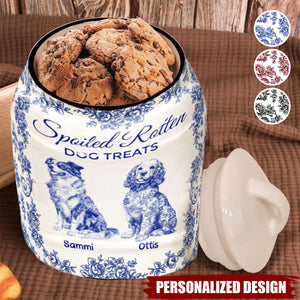 Spoiled Rotten Dog Treats Floral Toile De Jouy Chinoiserie-Personalized Cookie Jar
