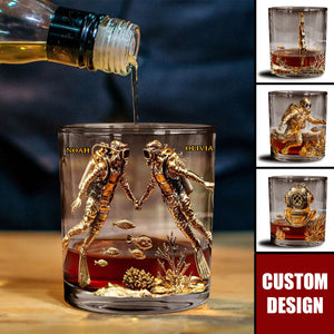 Scuba Diving Lovers Gift - Personalized Scuba Diving Whiskey Glass