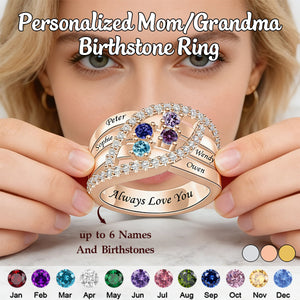 Personalized Name Family Rings With 1-6 Birthstones-Mother's Day Gift