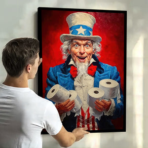 July 4th Toilet Canvas Poster,Patriotic Toilet Paper Poster Print, Novelty Wall Art Decor