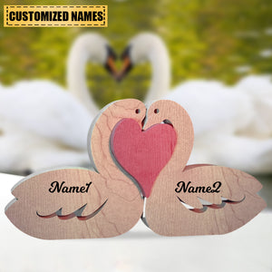 Personalized Swan Couple Wooden Art Puzzle- Gift For Couple