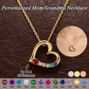 Personalized Heart Birthstone Necklace-Mothers Day Gift for Her
