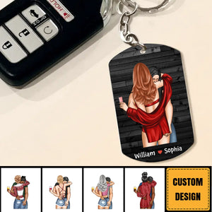 Drive Safe Handsome I Need You Here - Personalized Couple Stainless Keychain