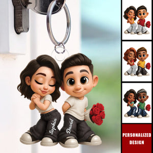 Personalized Together Y2K Couples Keychain - Gift for Couple, for Him, for Her