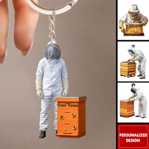Personalized Beekeeper Christmas Keychain-Gift For Honeybee Keeper