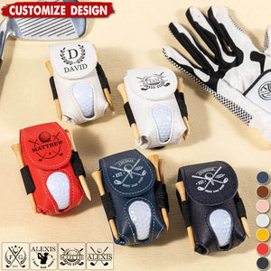 Personalized Multicolor Leather Golf Pattern Design Golf Ball Waist Bag with Name and Belt Clip-Gift for Golf Lovers