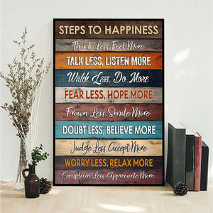 Steps To Happiness - Motivational Quote Poster