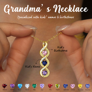 Personalized Infinity Heart Birthstone Necklace, Mother's Day Gift