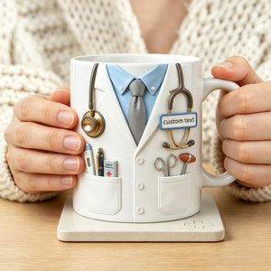 Personalized Doctor White Coat 3D Mug, Gift for Doctor/Nurse/Med Student, Unique Graduation/Thank You Gift