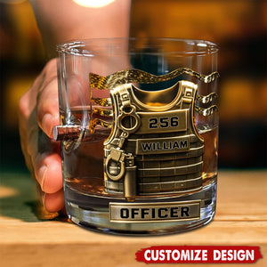 Serve And Protect - Personalized Police Officer Bullet Whiskey Glass