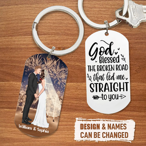 Personalized Engraved Stainless Steel Keychain for Couples, Wedding Gifts