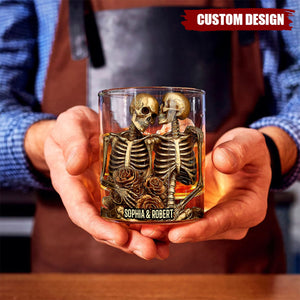 Couple Skeleton - Personalized Skull Whiskey Glass