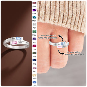 Personalized Double Baguette Bypass Ring