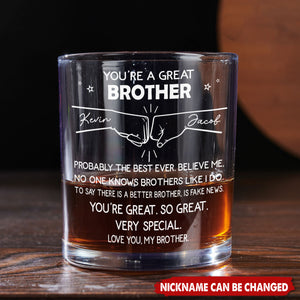 Thanks For Being My Brother - Personalized Custom Whiskey Glass - Gift For Family