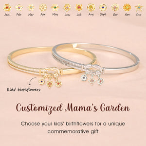 Personalized Birthflowers Knot Bangle, Gift For Grandma