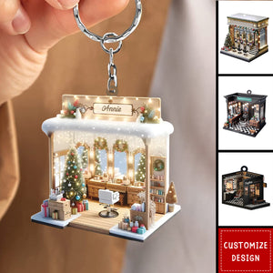 Personalized Barber Shop Keychain - Gift For Barber - 2024 New Release