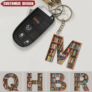 Personalized Gifts For Book Lover Keychain Alphabet Bookshelf
