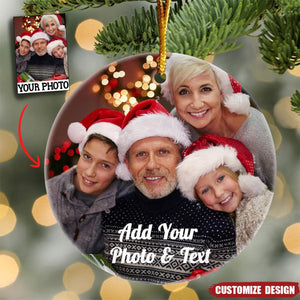 Custom Picture Christmas Ceramic Ornaments - Personalized Double-Sided Photo