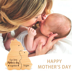 Wooden Bear Mom And Baby - Personalized Bear Wooden Puzzle, First Mother's Day Gift
