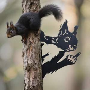 Peeping middle finger squirrel metal sign - Versatile Mountable Wall Art
