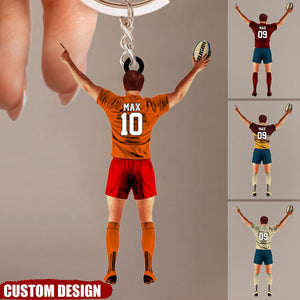 Personalized Name, Number & Appearance - Acrylic Keychain-Gift for Rugby Lovers