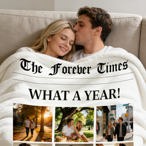 Personalized What A Year Newspaper Couple Blanket