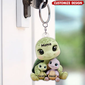 Mama Turtle - Personalized Mother Keychain