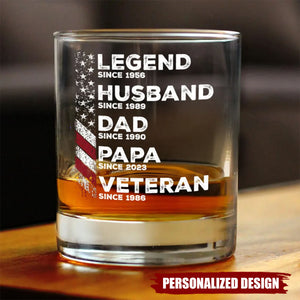 Legend Husband Daddy Since Personalized Whiskey Glass, Father's Day Gift