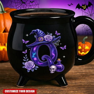 Custom 12oz Ceramic Cauldron Coffee Mug - Personalized Halloween Witchy Gifts For Besties, Sisters, BFF, Family, Yourself - Witchy Vibes Only