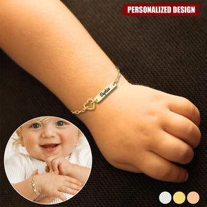 Personalized Baby Bar Name Bracelet With Heart Charm