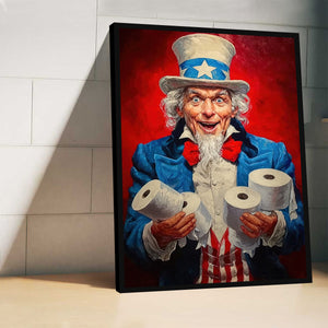 July 4th Toilet Canvas Poster,Patriotic Toilet Paper Poster Print, Novelty Wall Art Decor