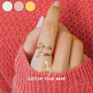 Personalized Double Handwriting Name Ring - Gift For Mom,Couple