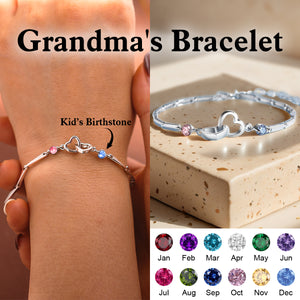 Mother & Daughter Forever Linked Together-Personalized Birthstone Double Heart Bracelet