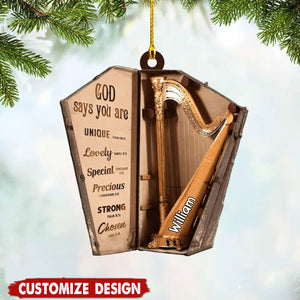 2024 New Release - God Says You are - Personalized Harp Musical Instrument Ornament