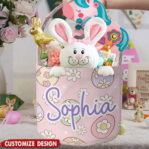 Personalized Name Easter Pattern Basket - Gift For Easter Lovers